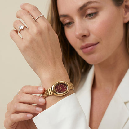 Premium 14k Gold Stainless Steel / Burgundy
